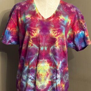 HOMEMADE: Tie-dye V-neck Fruit of the loom Brand  #6